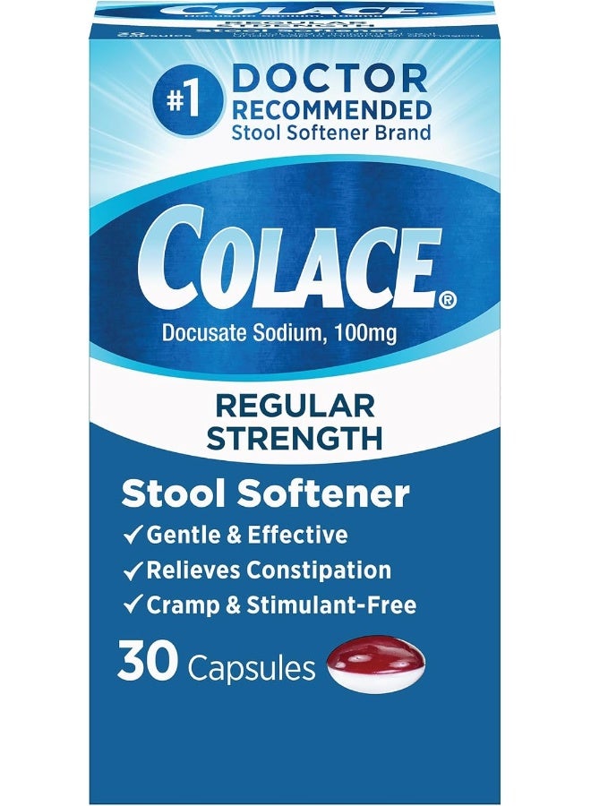 Colace Regular Strength Stool Softener 100mg 30 Ct - Image 1